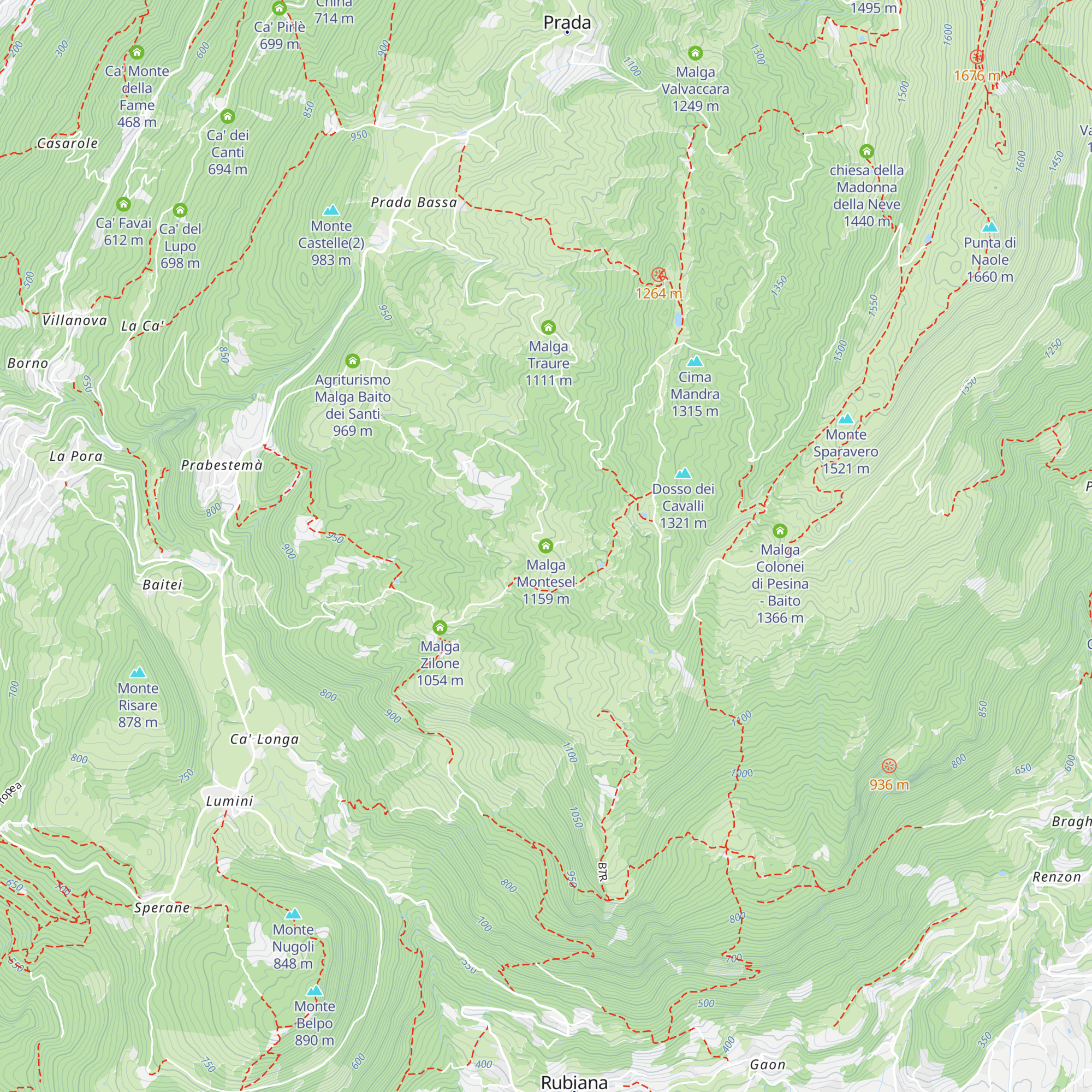 Malga Montesel map