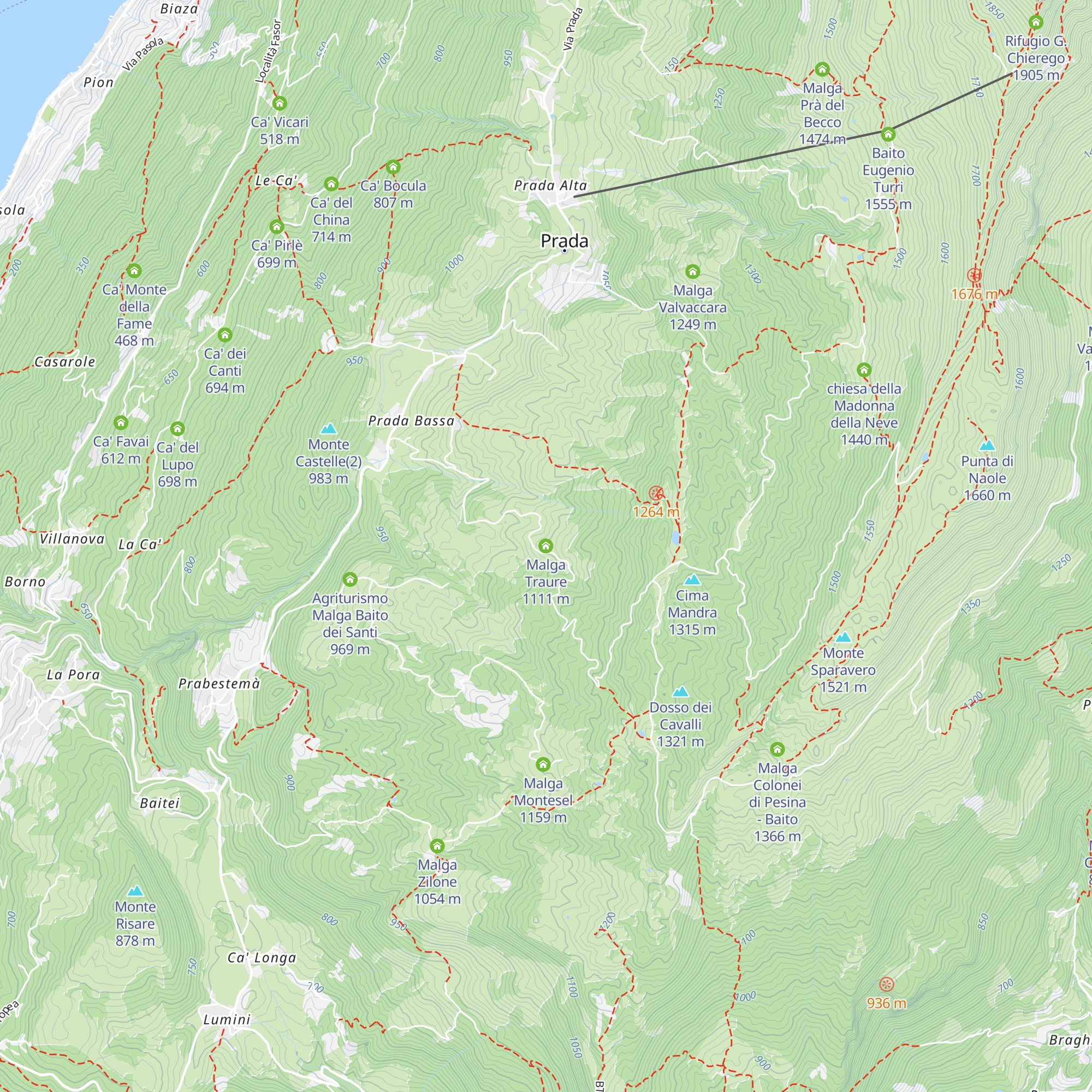 Malga Traure map