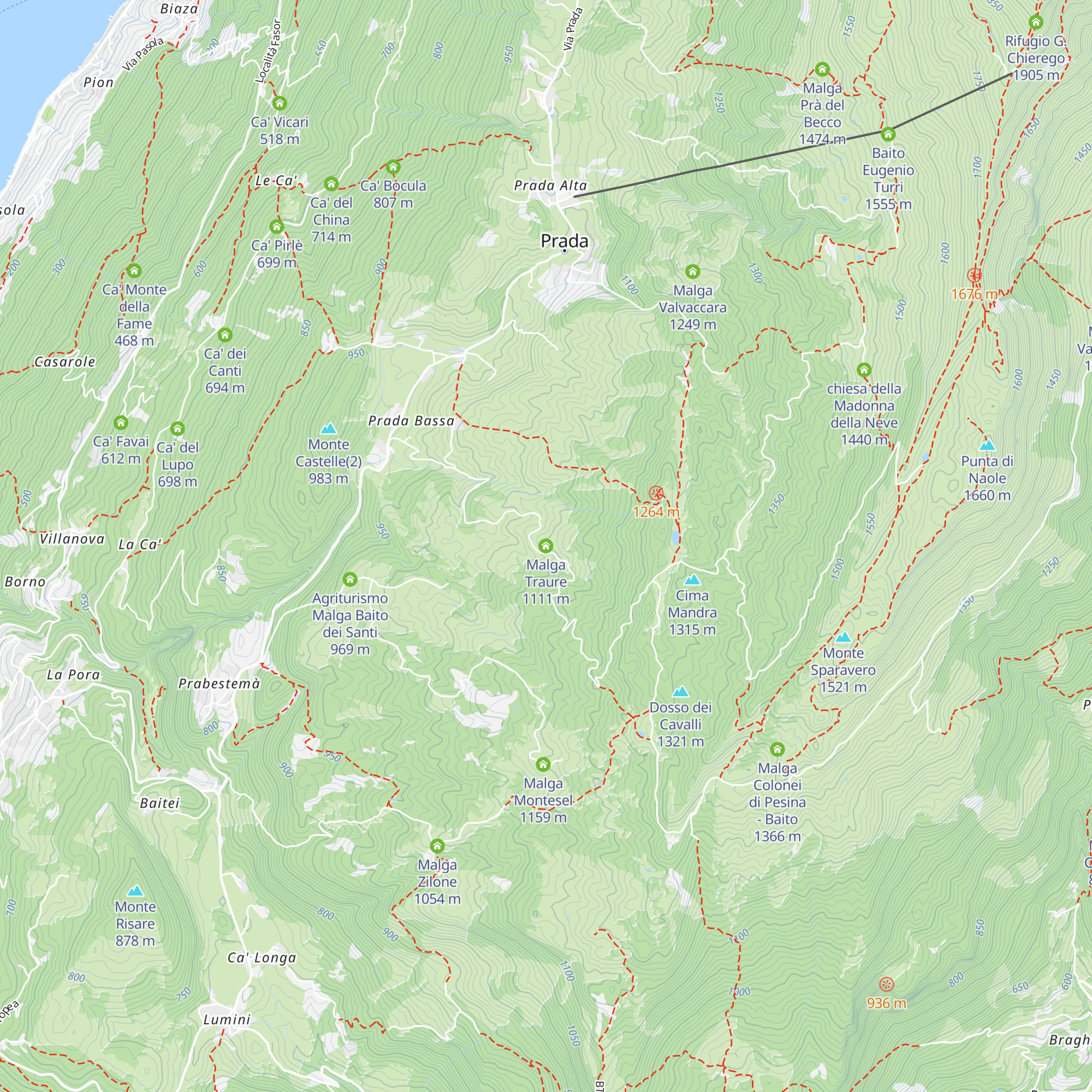 Malga Traure map
