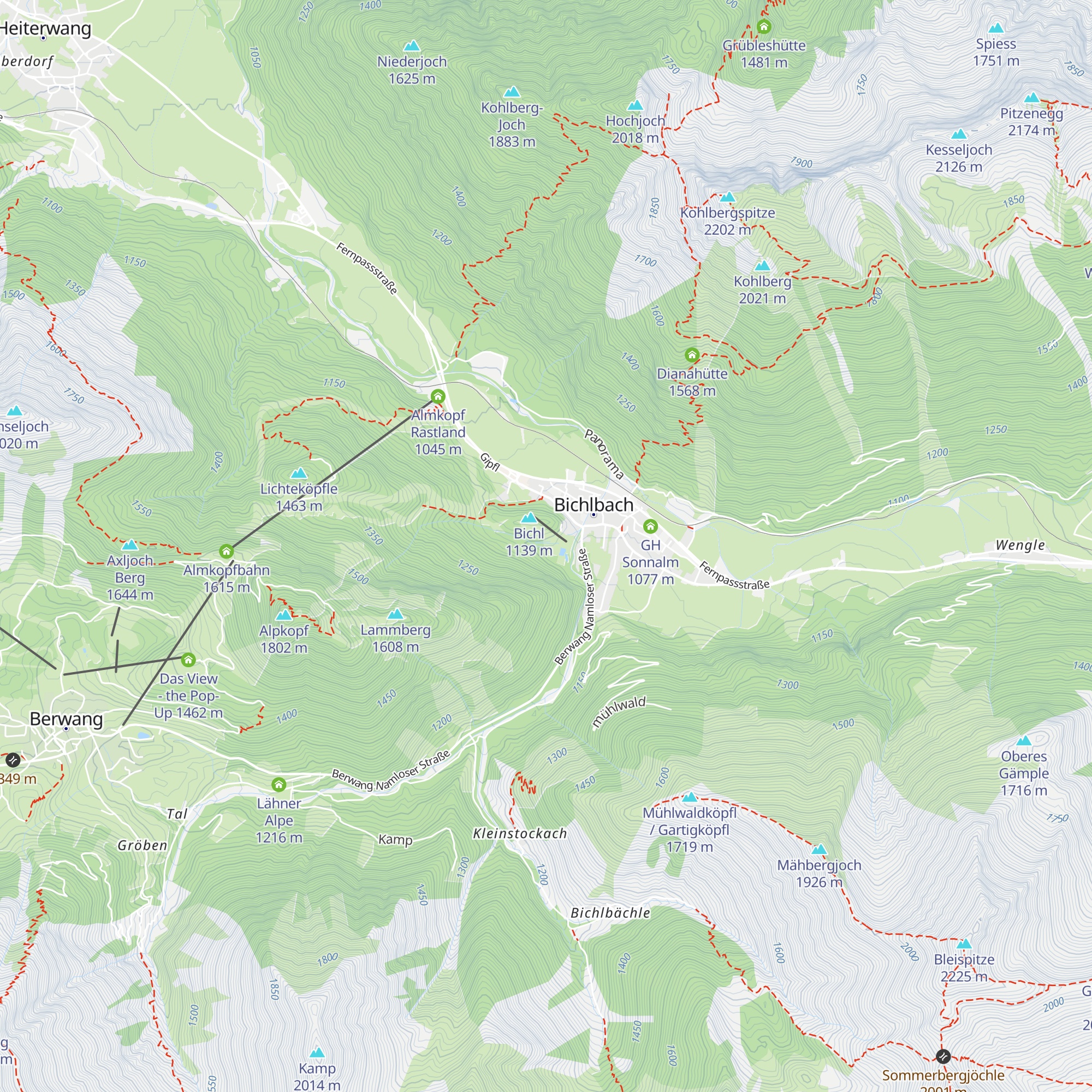 Kletterwald Bichlbach map