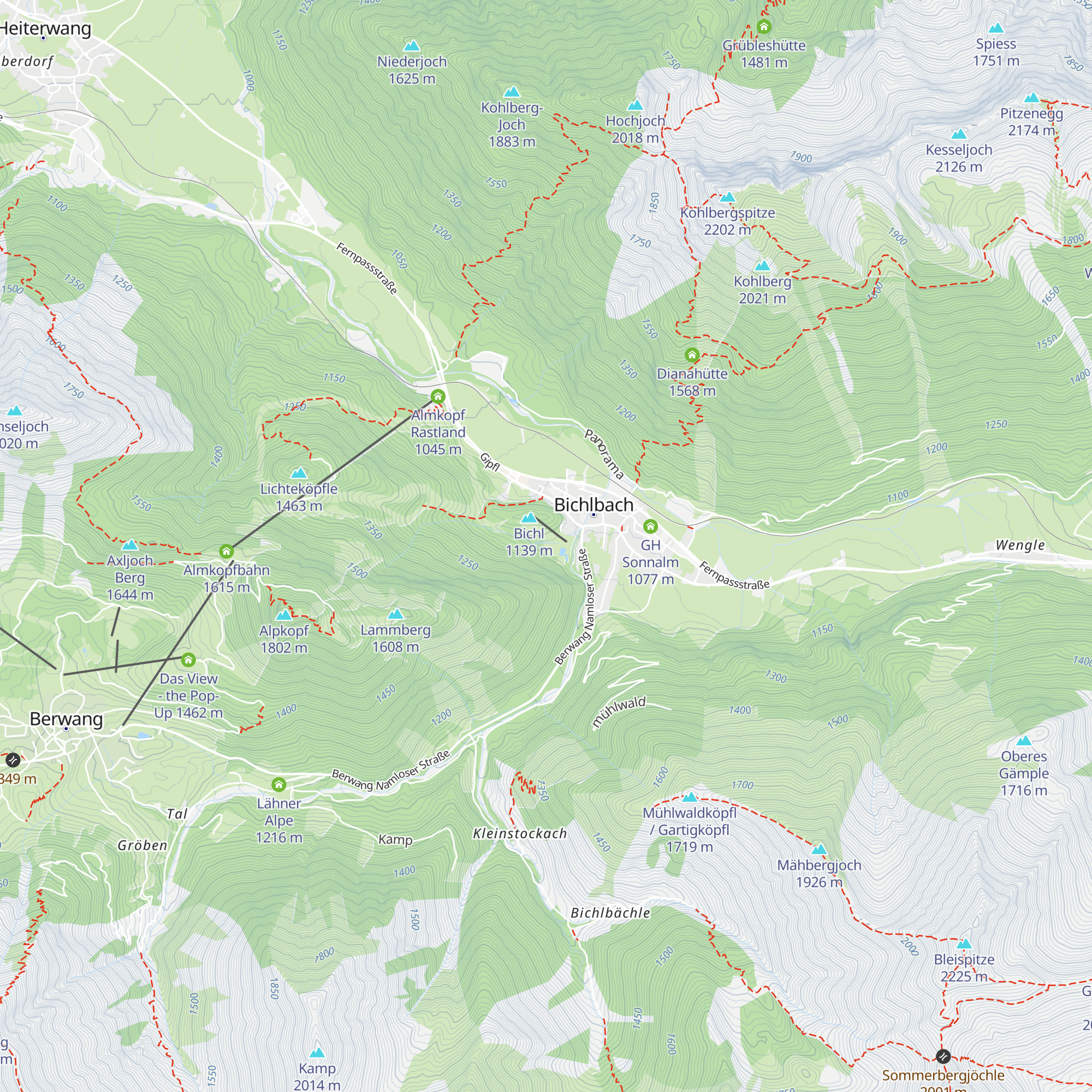 Kletterwald Bichlbach map