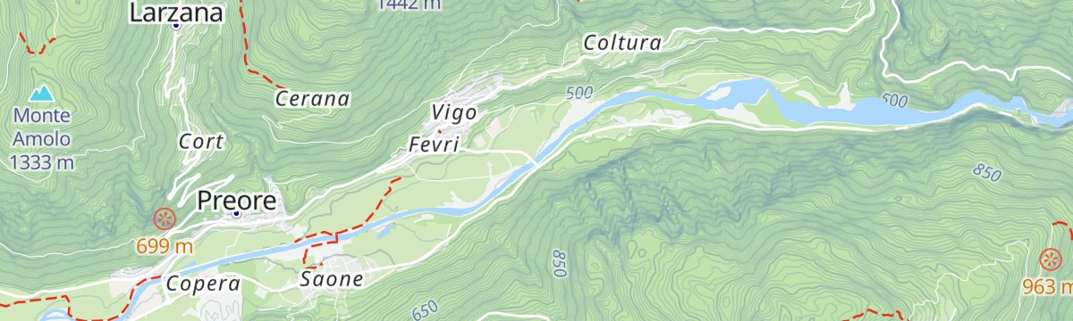 Map of the start of Fiume Sarca Tione