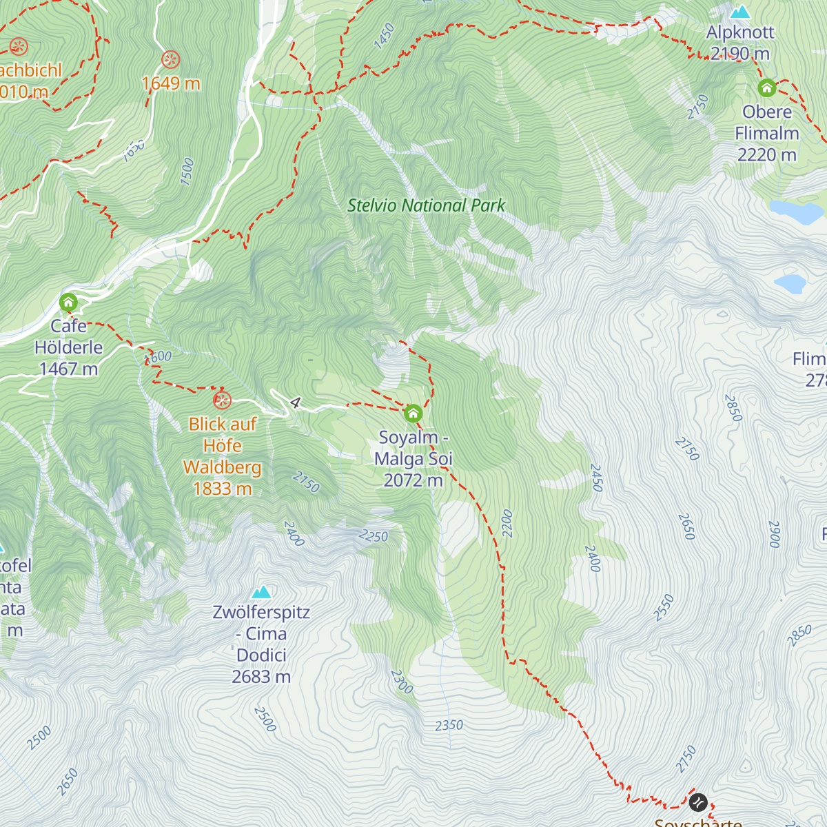 Soyalm - Malga Soi map
