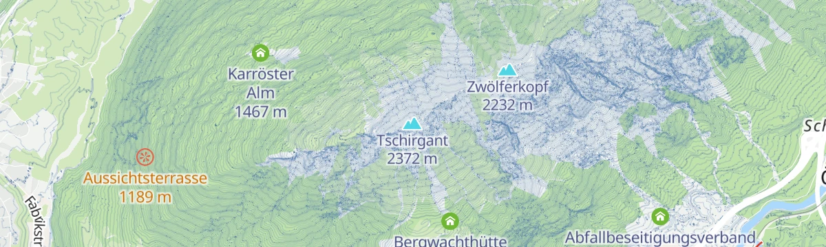 Map of the start of Auf den Tschirgant über die Bergwachthütte