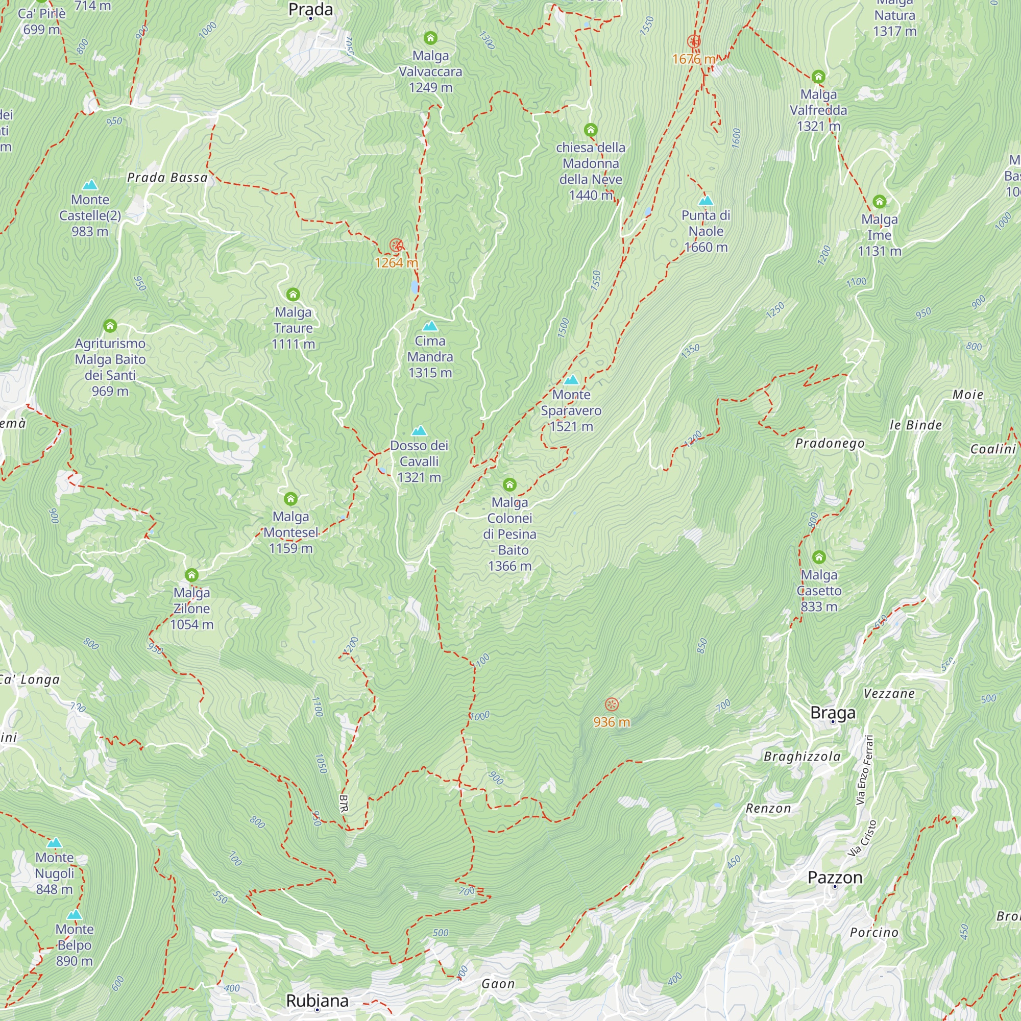 Malga Colonei di Pesina - Casara map