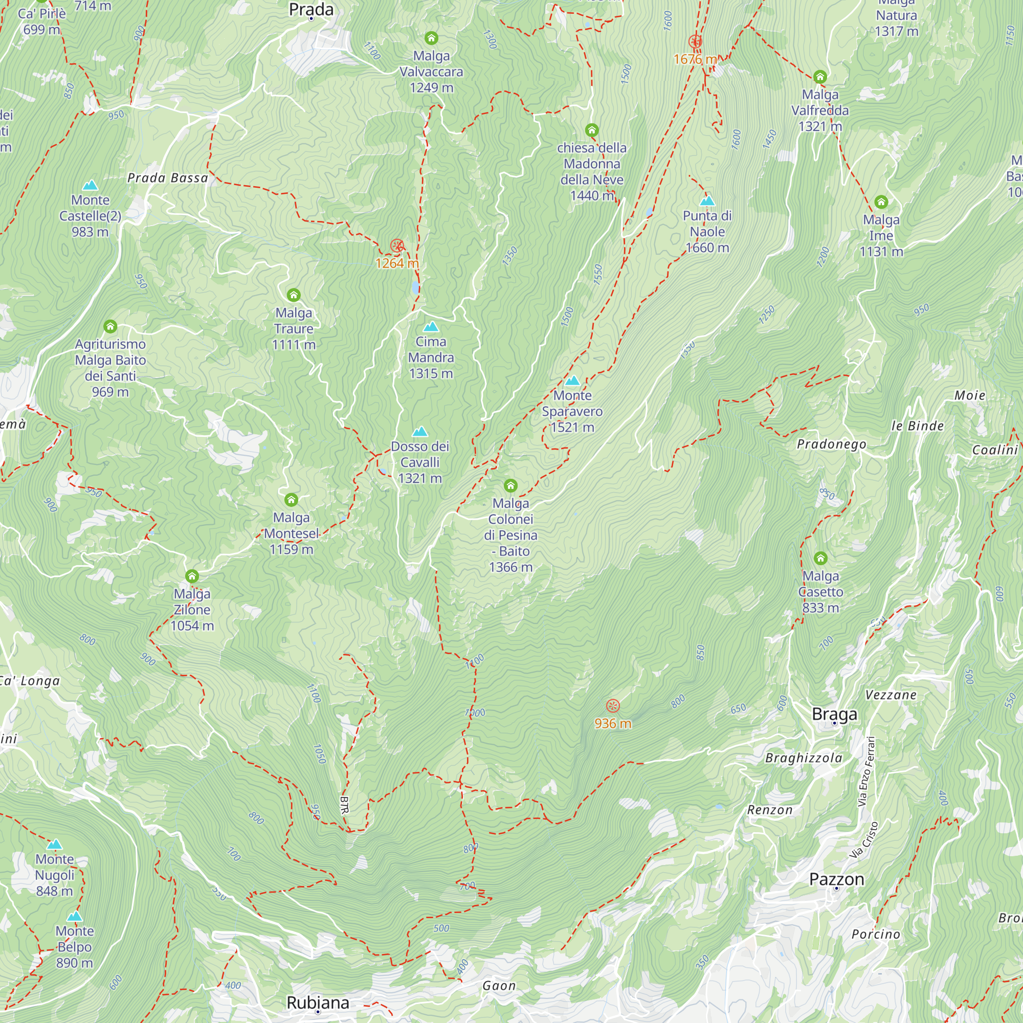 Malga Colonei di Pesina - Casara map