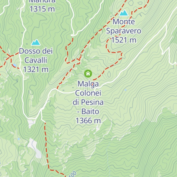 Map of Malga Colonei di Pesina - Casara