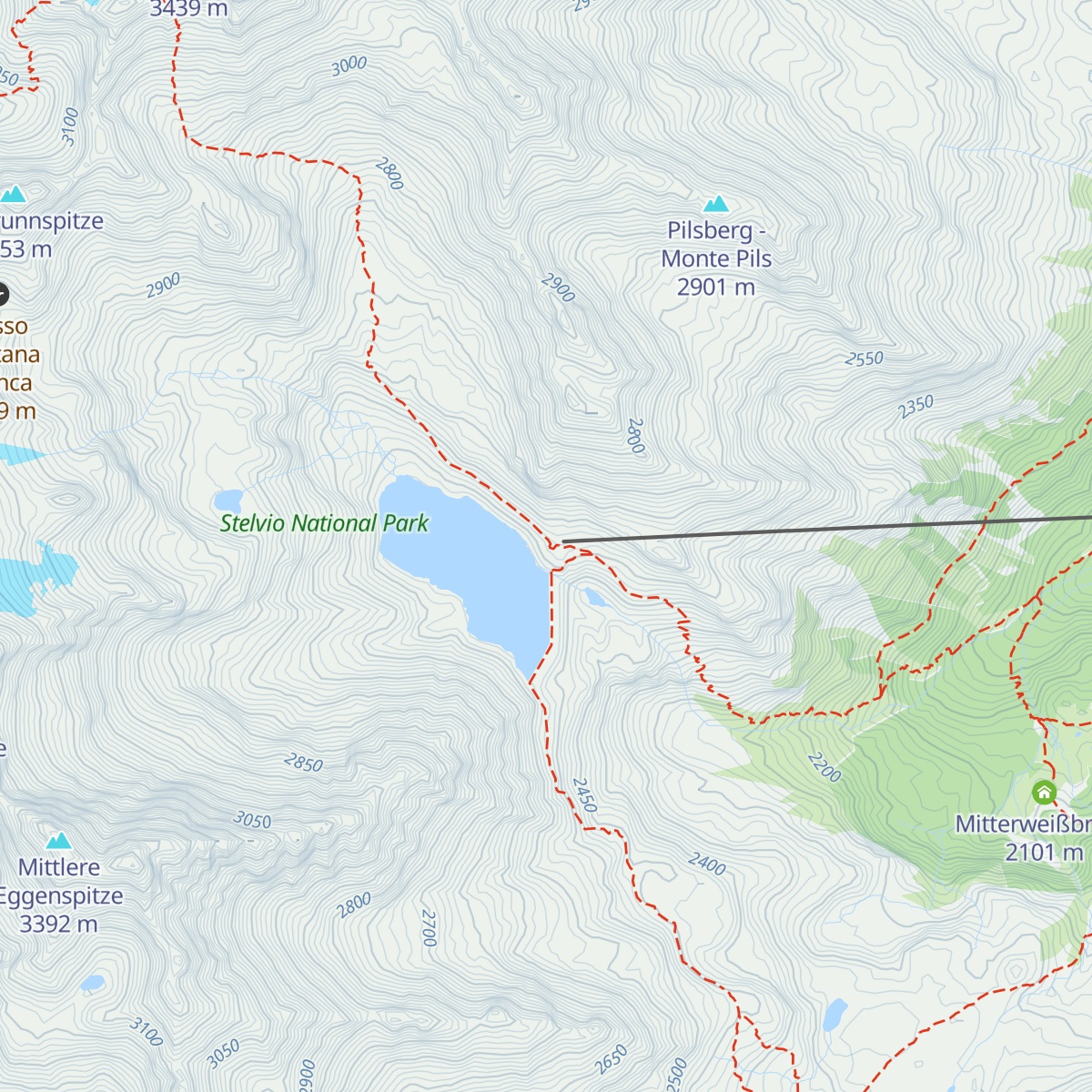 Höchsterhütte am Grünsee - Rifugio Canziani al Lago Verde map