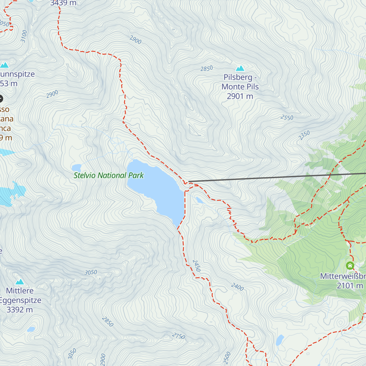 Höchsterhütte am Grünsee - Rifugio Canziani al Lago Verde map