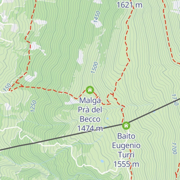 Map of Malga Prà del Becco