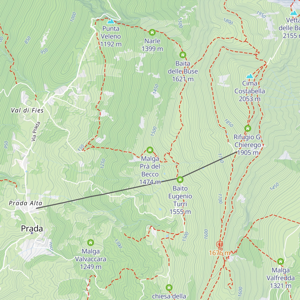 Malga Prà del Becco map