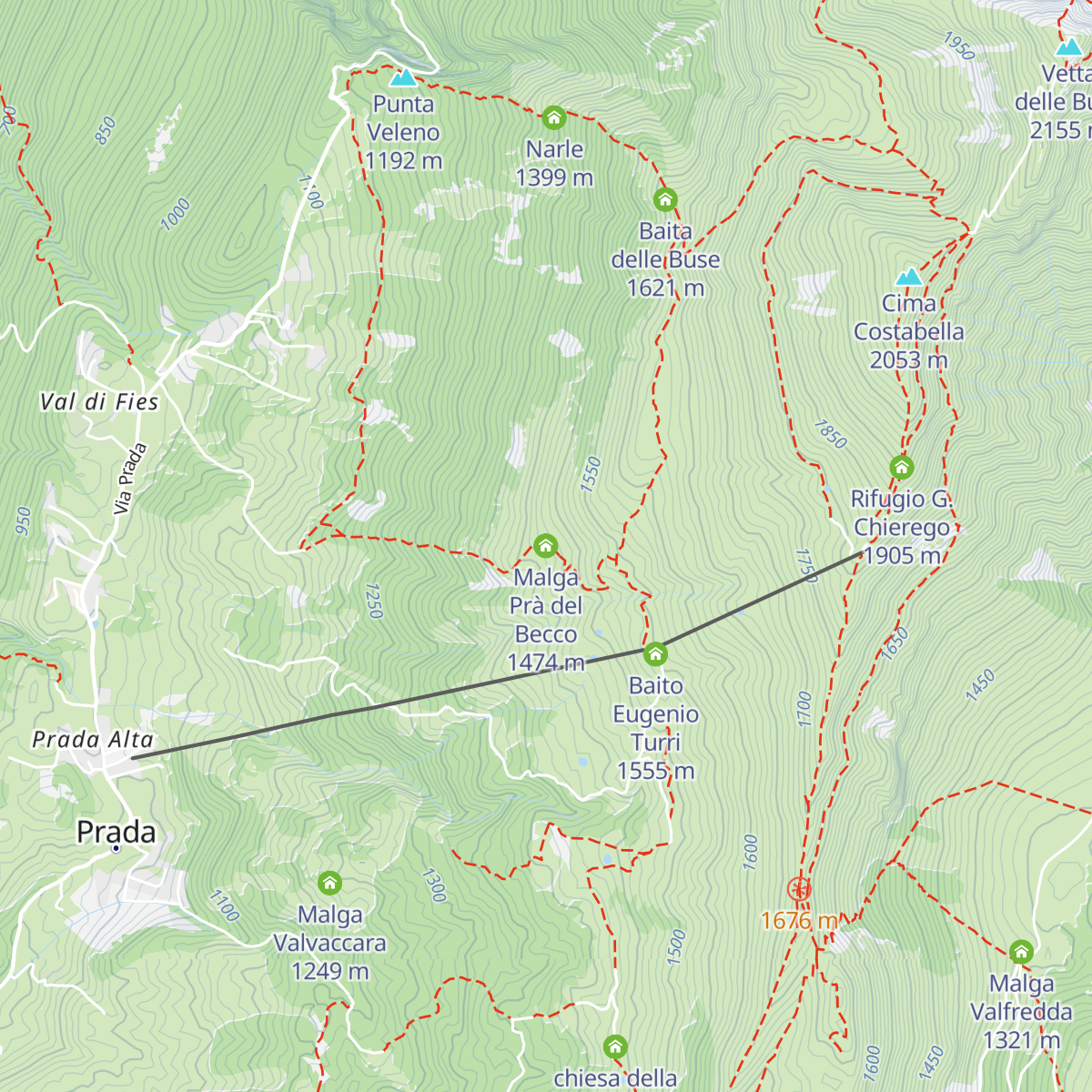 Malga Prà del Becco map