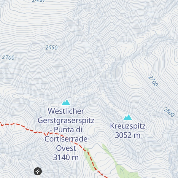 Map of Östlicher Gerstgraserspitz - Punta di Cortiserrade Est