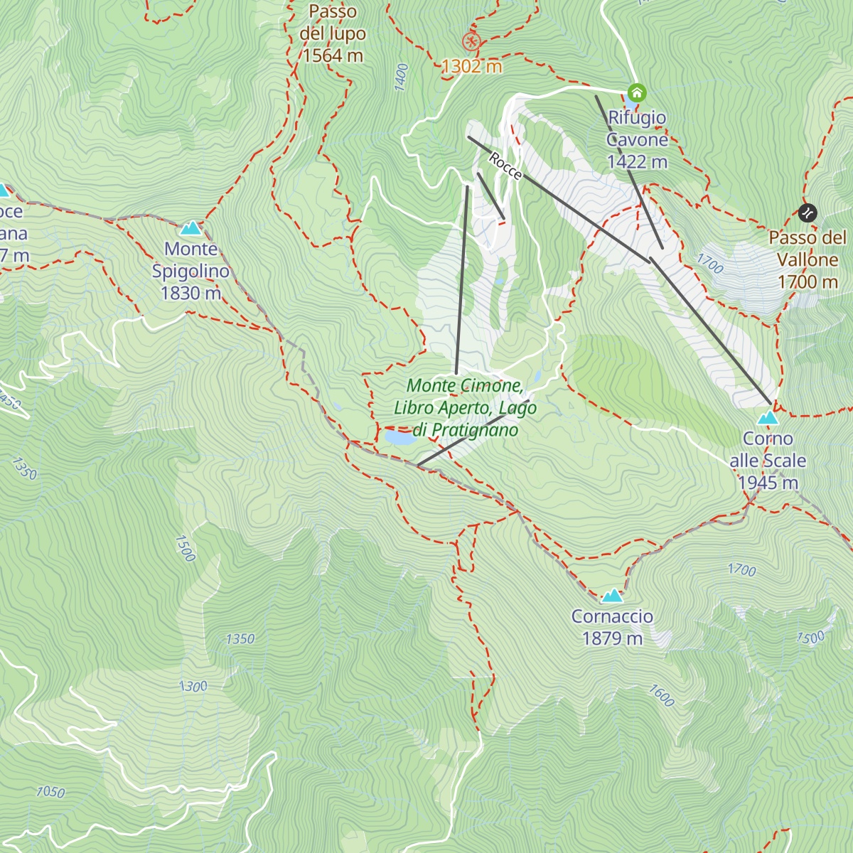 Rifugio Duca Degli Abruzzi - Lago Scaffaiolo map