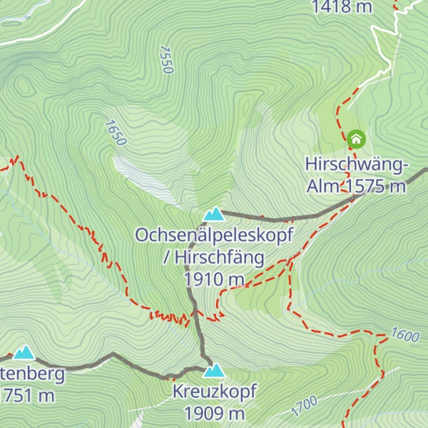 Map of Ochsenälpeleskopf / Hirschfäng