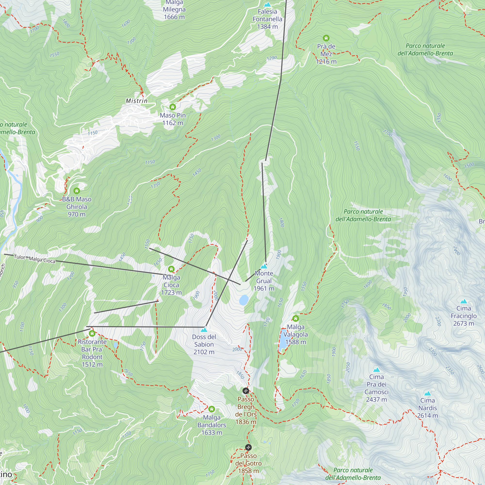 Malga Grual map