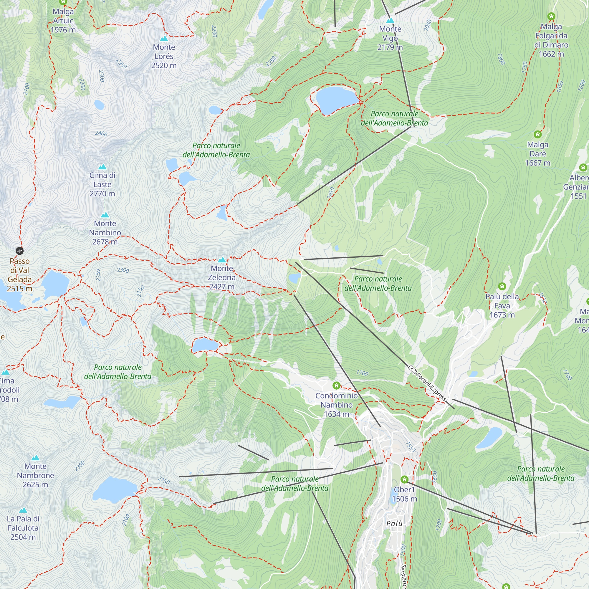 Rifugio Pradalago 2100 map