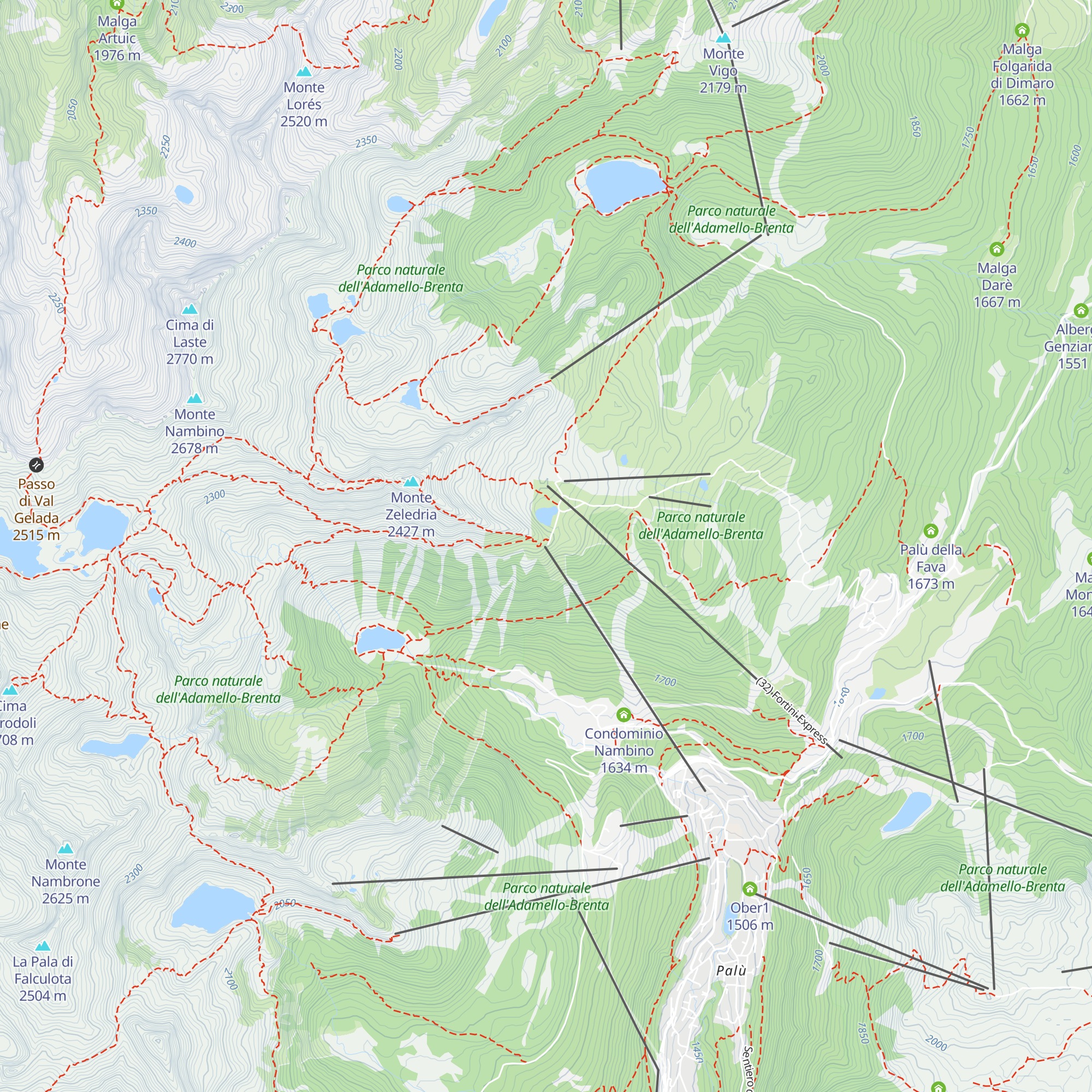 Rifugio Pradalago 2100 map