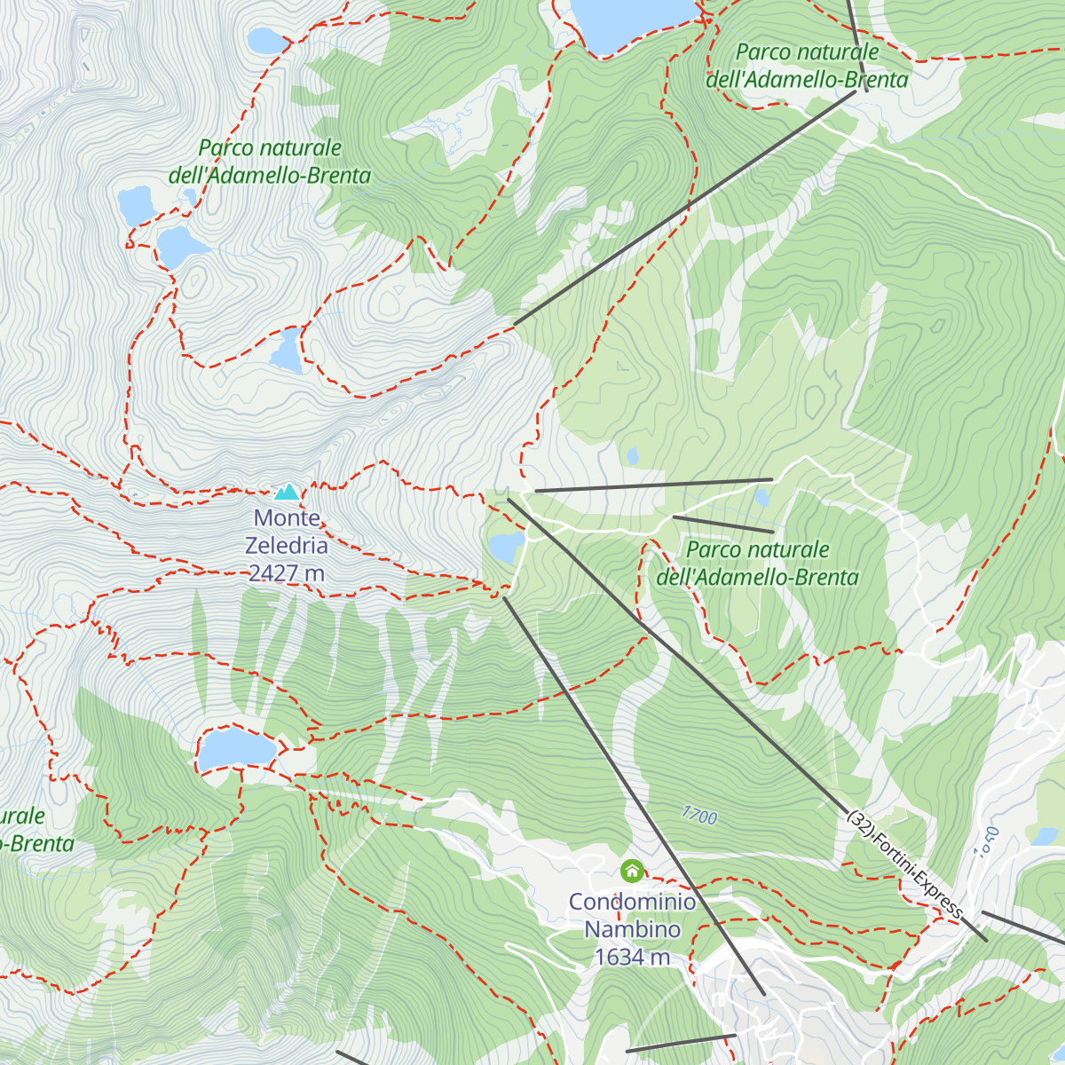 Rifugio Viviani Pradalago map