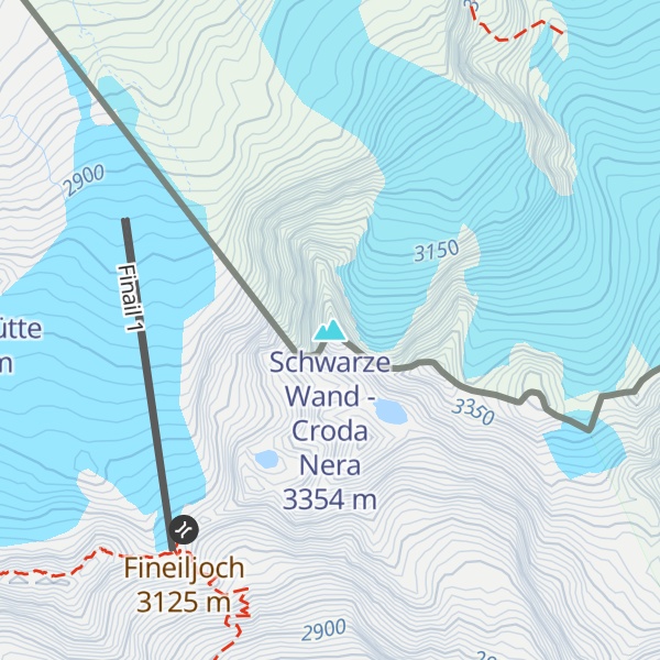 Map of Schwarze Wand - Croda Nera