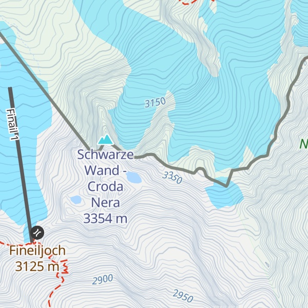 Map of Westlicher Fineilkopf - Punta dei Corvi occidentale