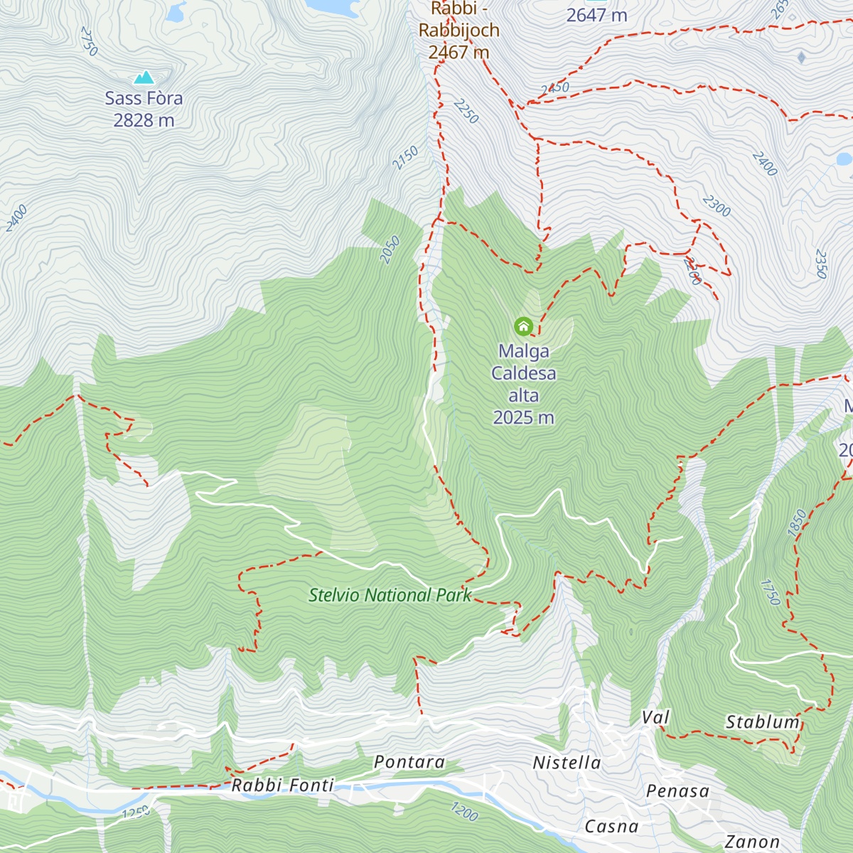 Malga Caldesa bassa map