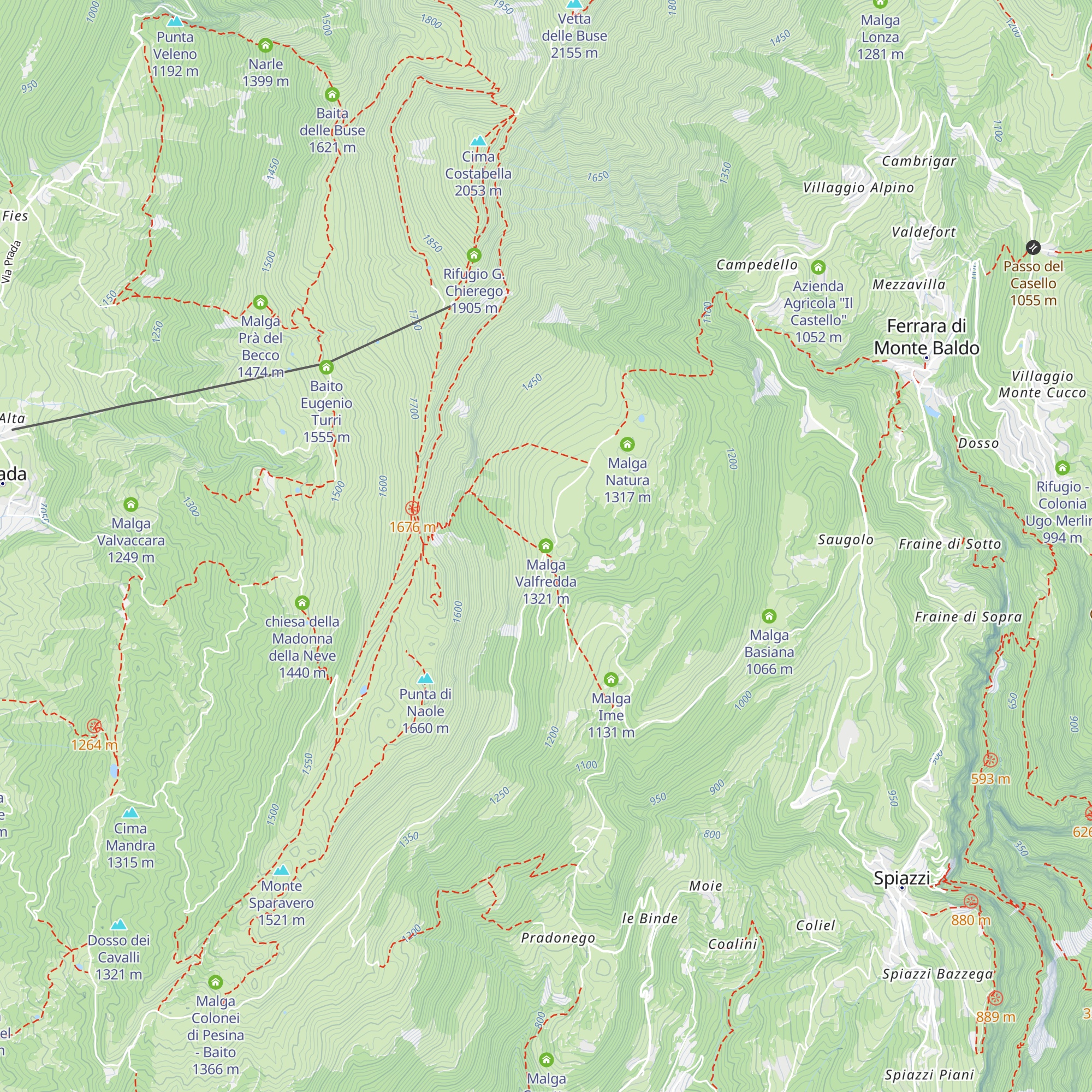 Malga Valfredda map