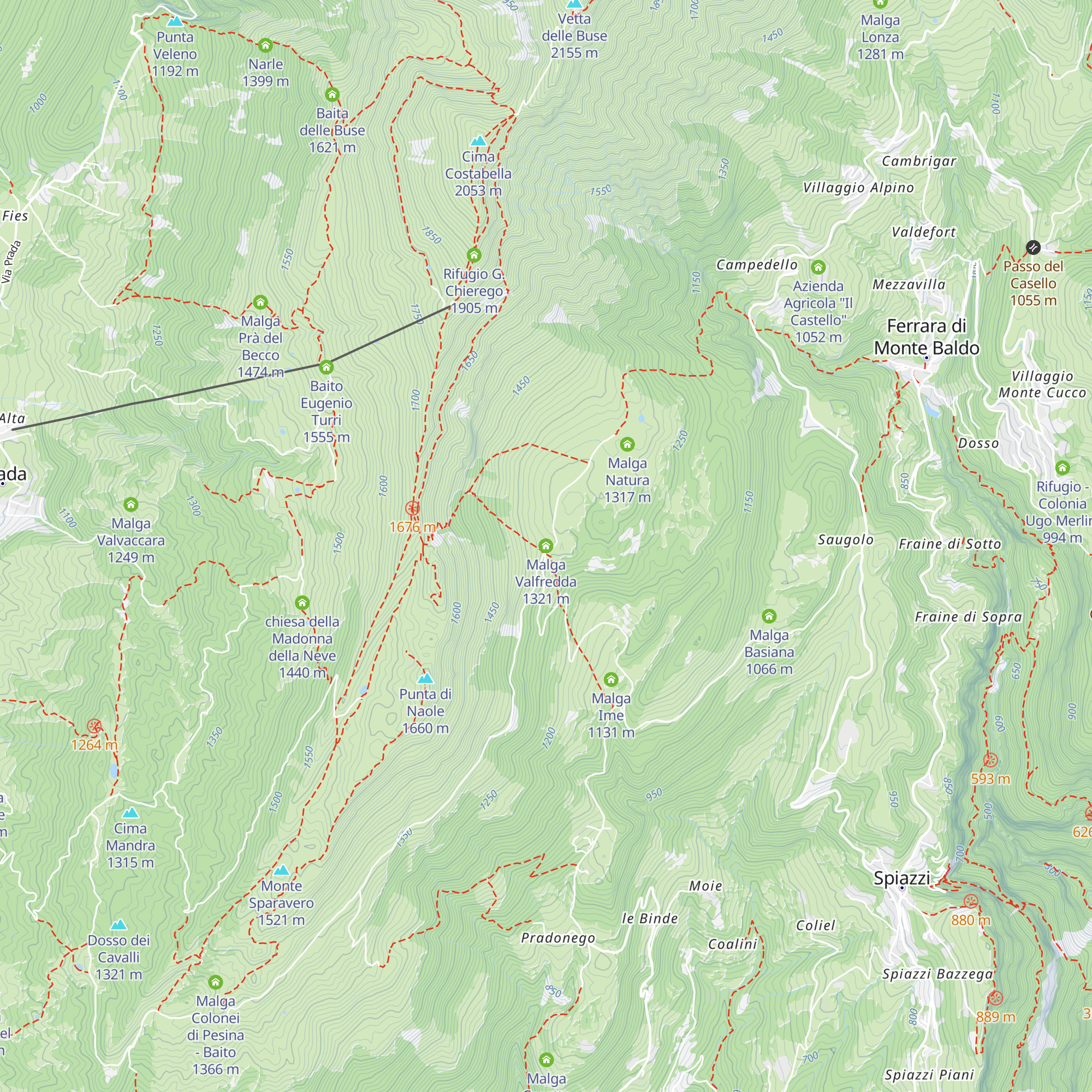 Malga Valfredda map