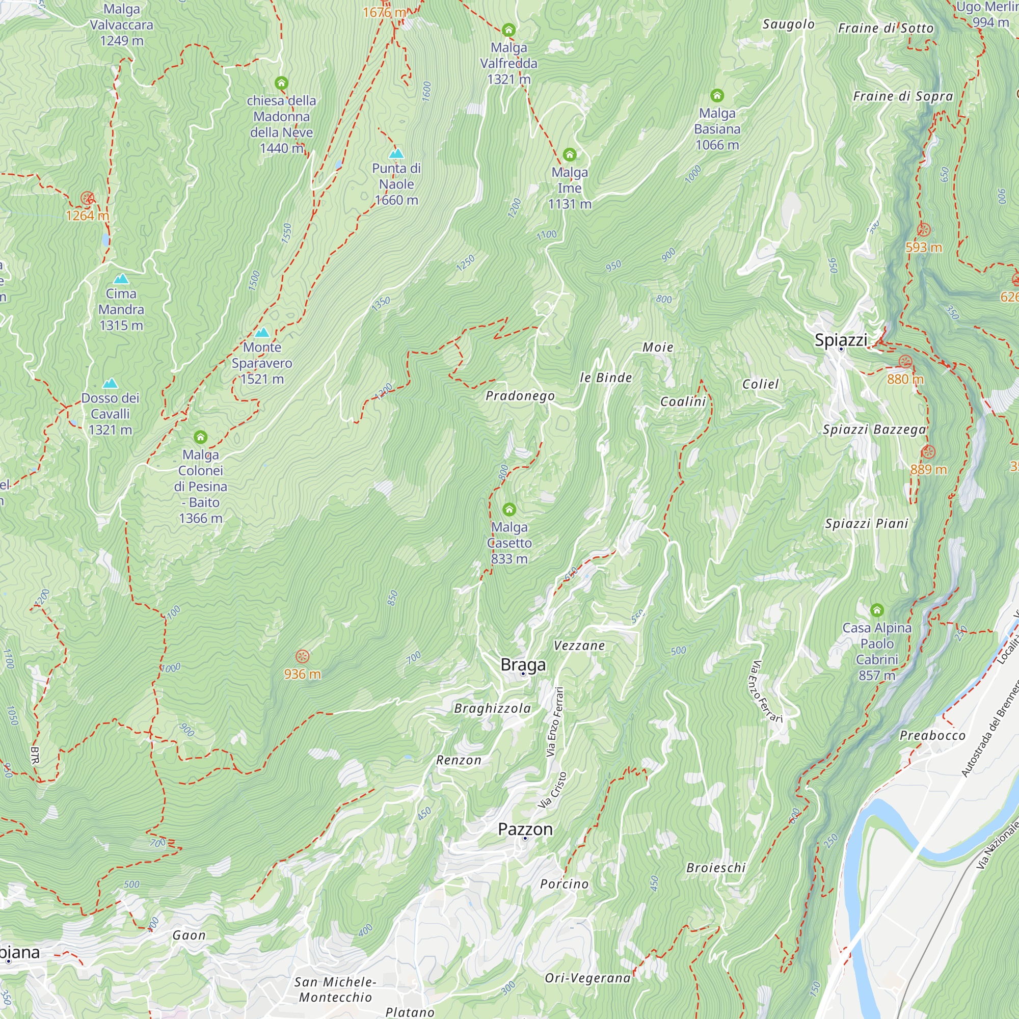 Malga Casetto map