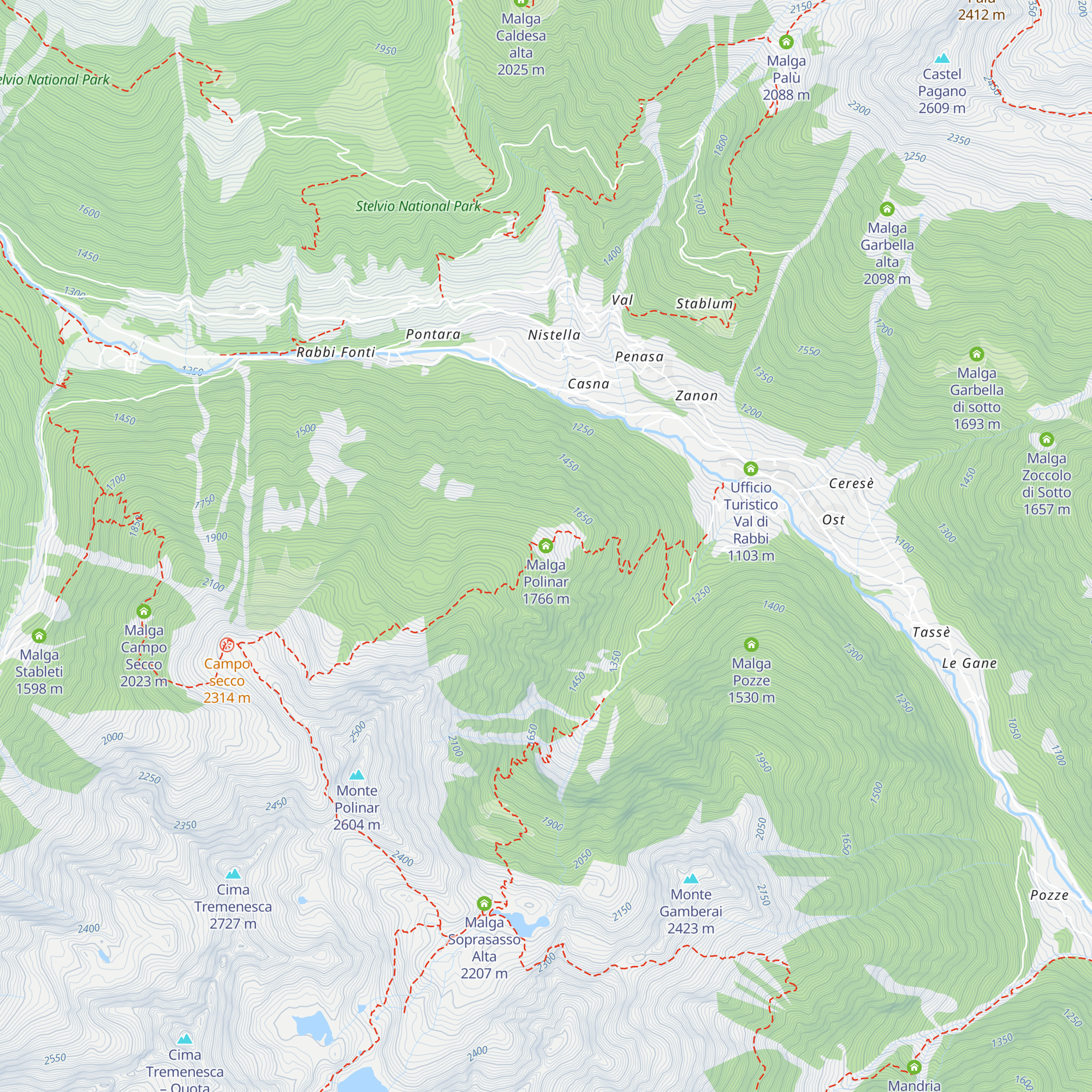 Malga Polinar map