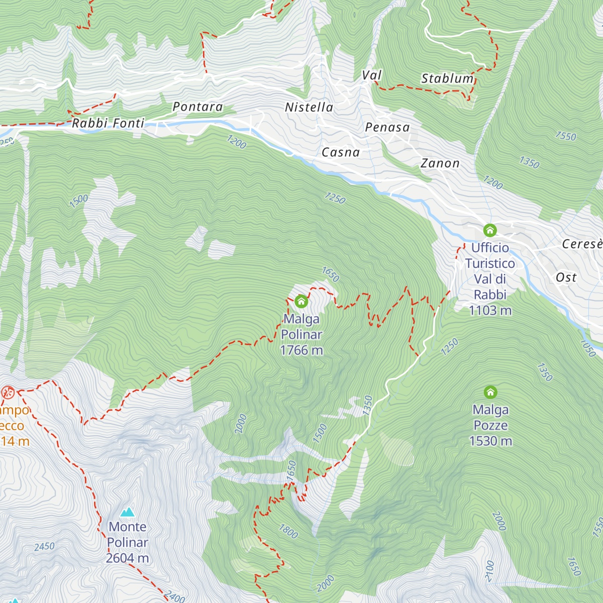 Malga Polinar map