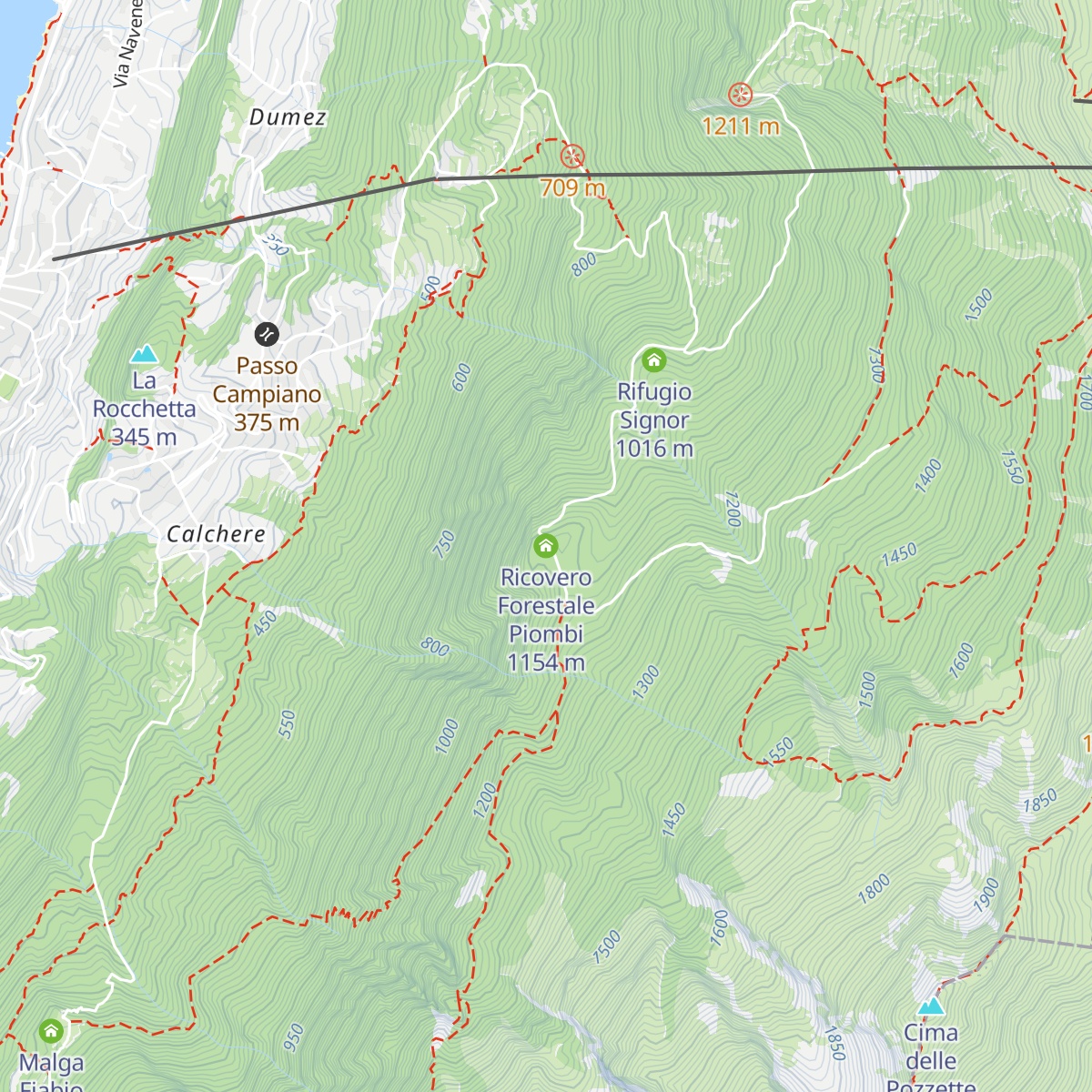 Ricovero Forestale Piombi map