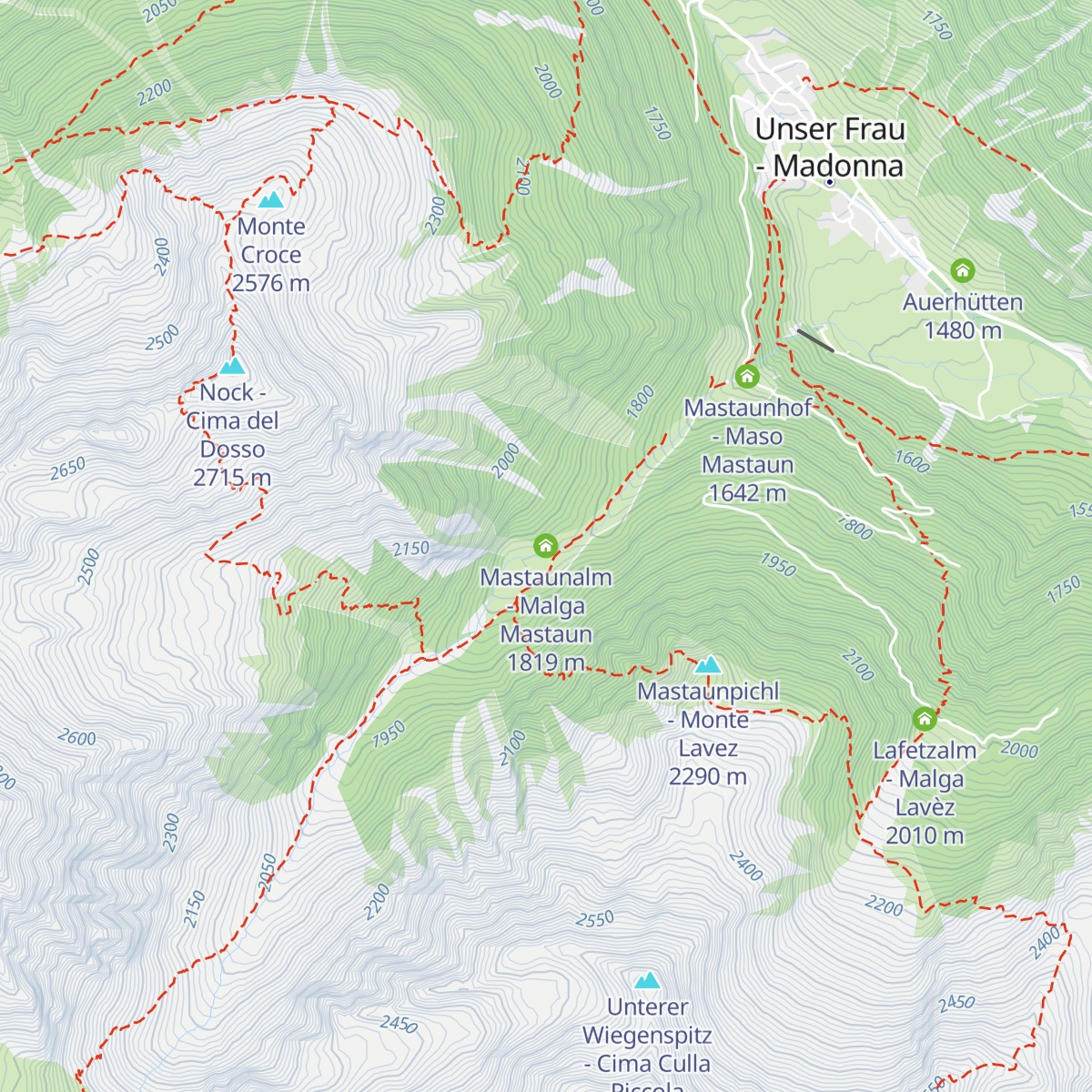 Mastaunalm - Malga Mastaun map