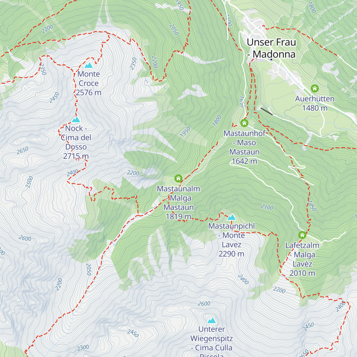 Mastaunalm - Malga Mastaun map