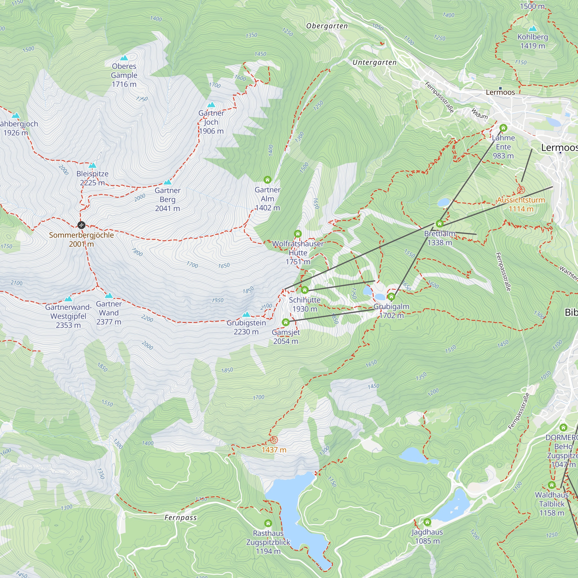 Bergrettungshütte Lermoos map