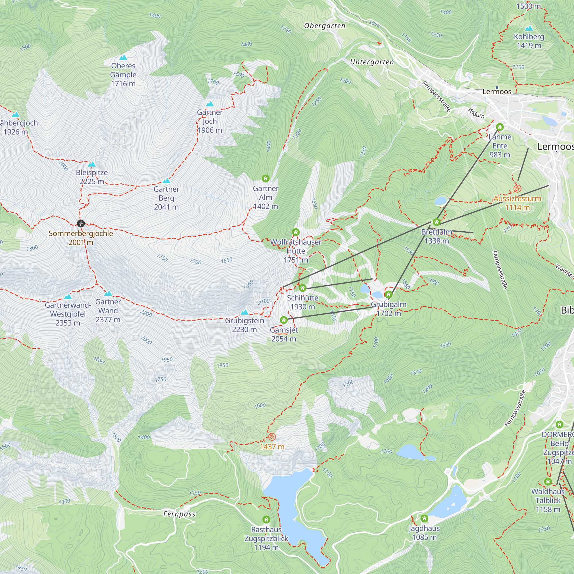 Bergrettungshütte Lermoos map