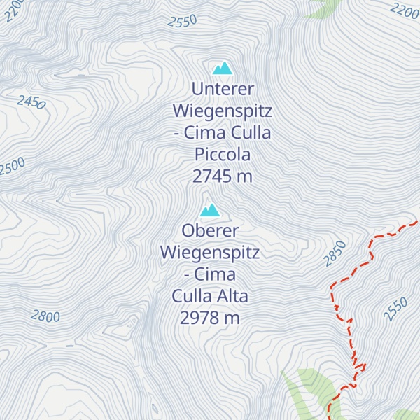 Map of Oberer Wiegenspitz - Cima Culla Alta
