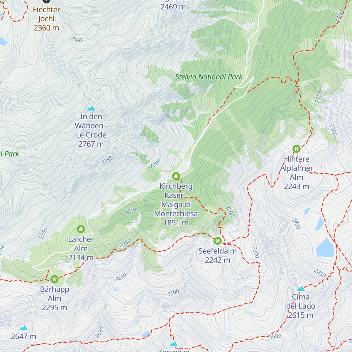 Kirchberg Kaser - Malga di Montechiesa map