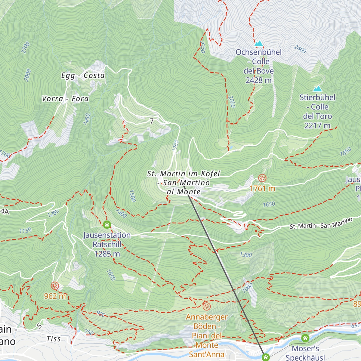 Bergstation - Stazione a monte St. Martin - San Martino map