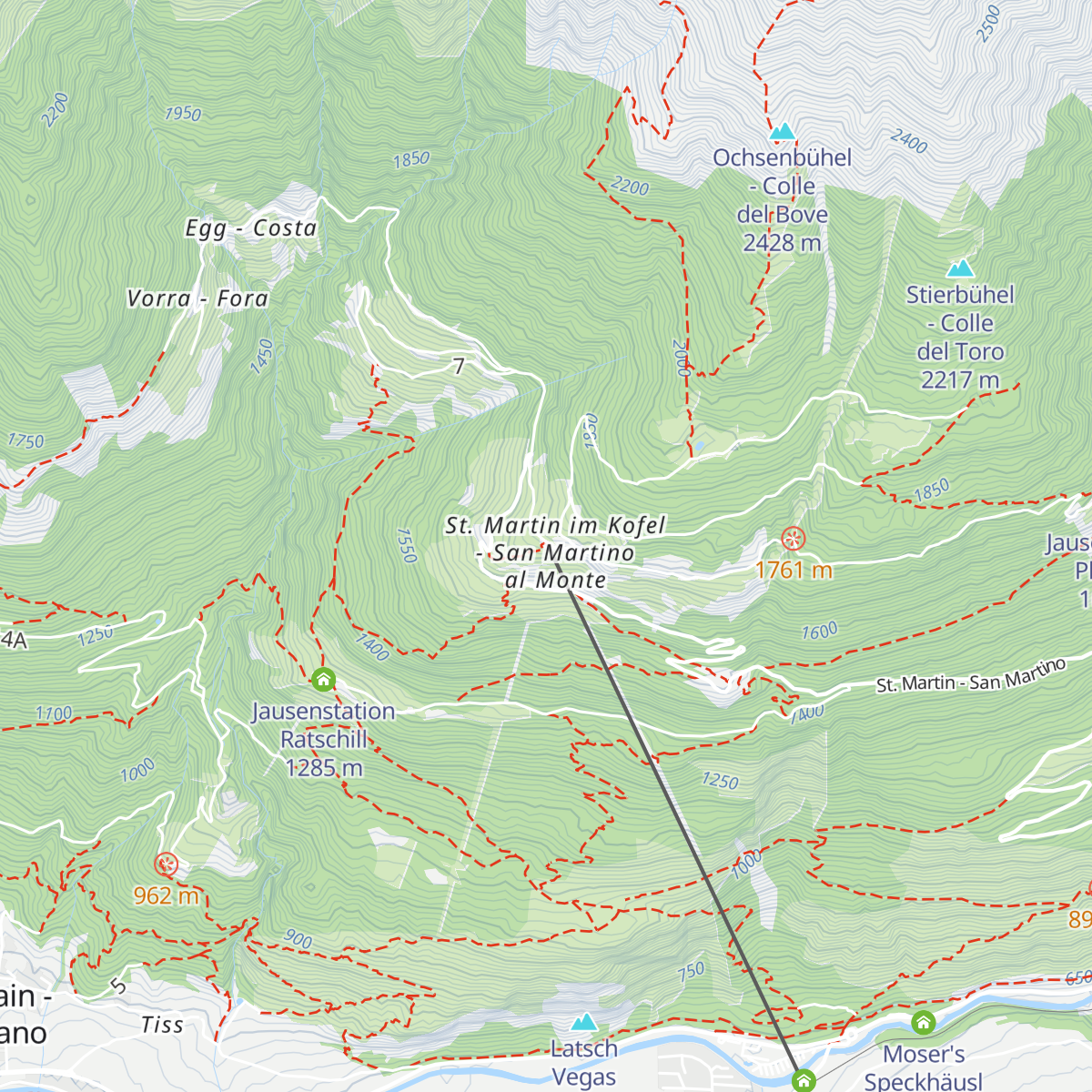 Bergstation - Stazione a monte St. Martin - San Martino map