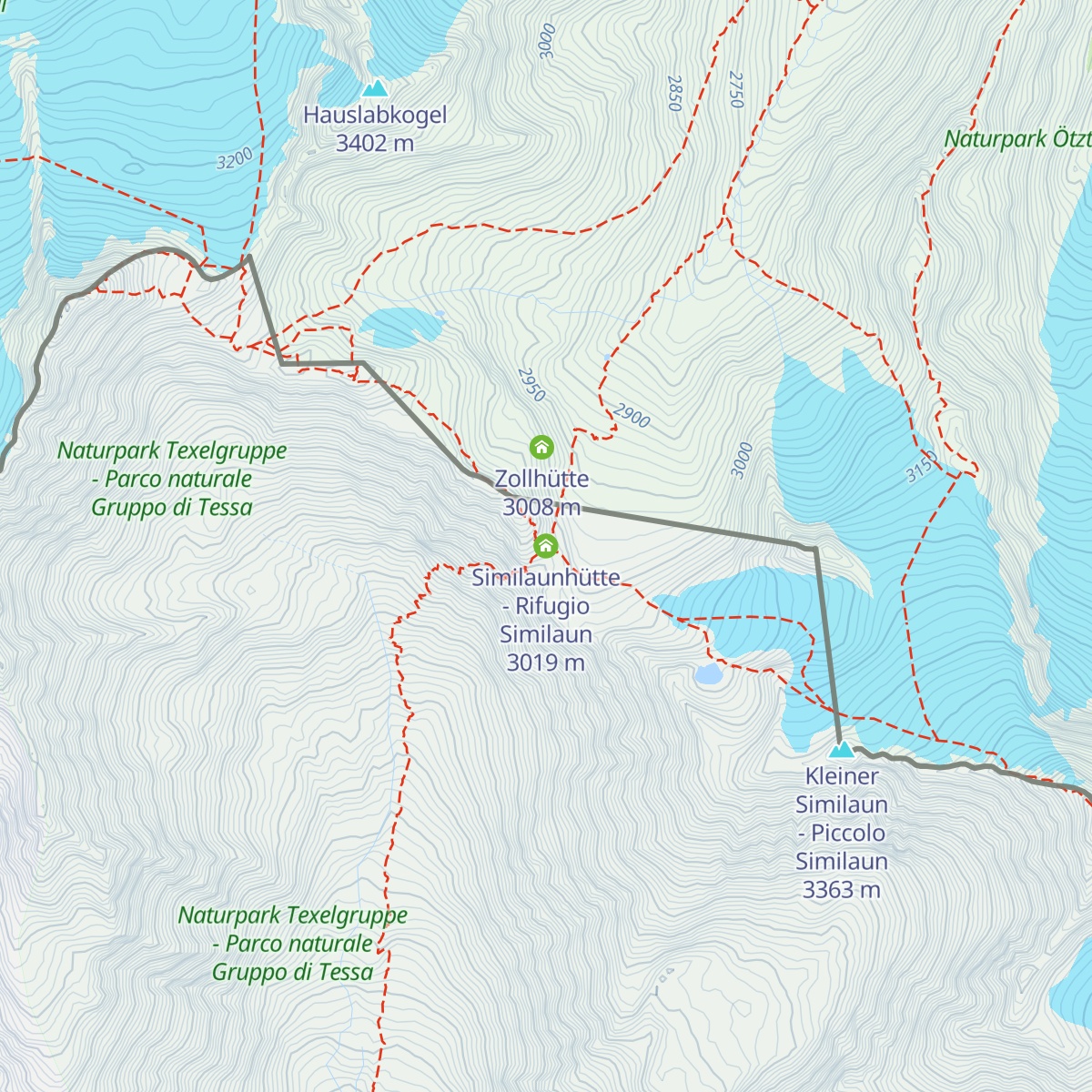 Similaunhütte - Rifugio Similaun map