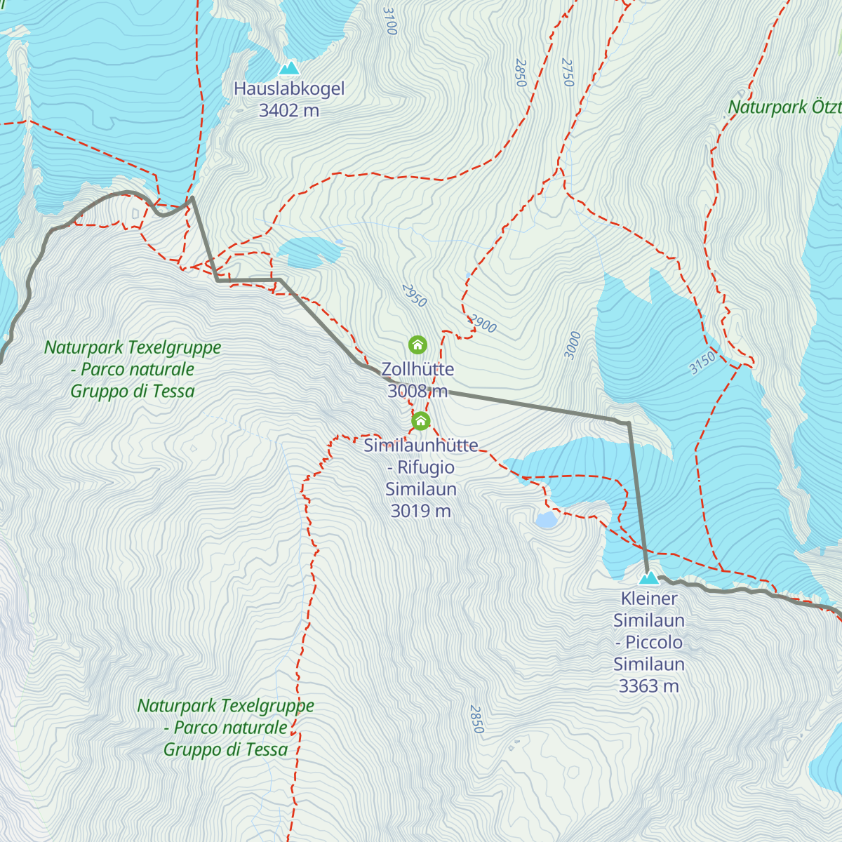Similaunhütte - Rifugio Similaun map