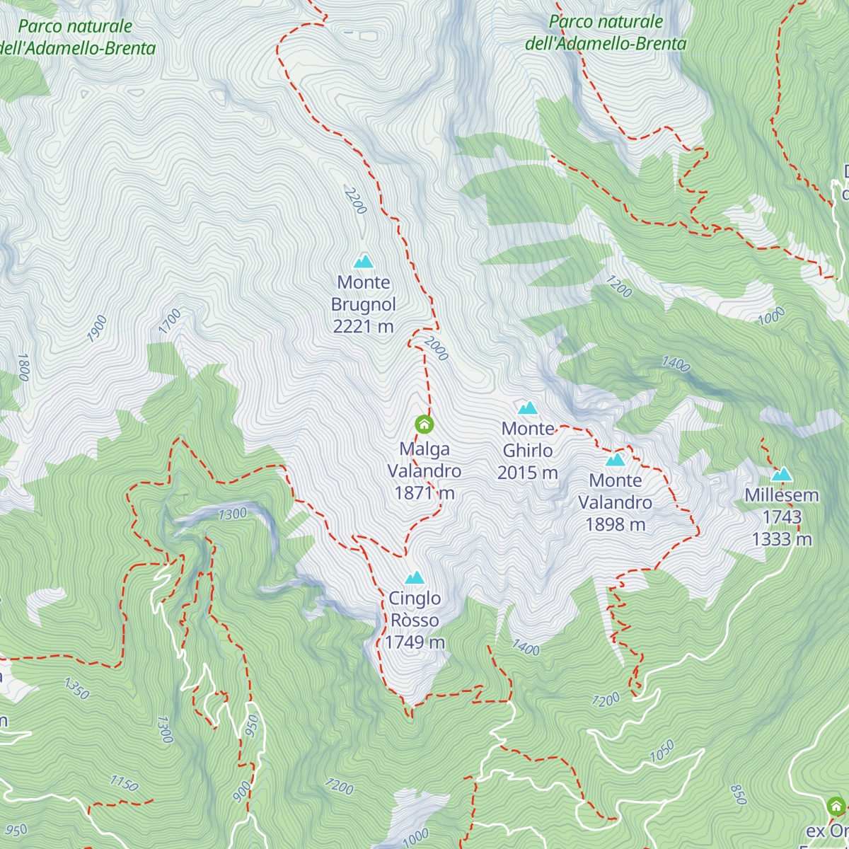 Malga Valandro map