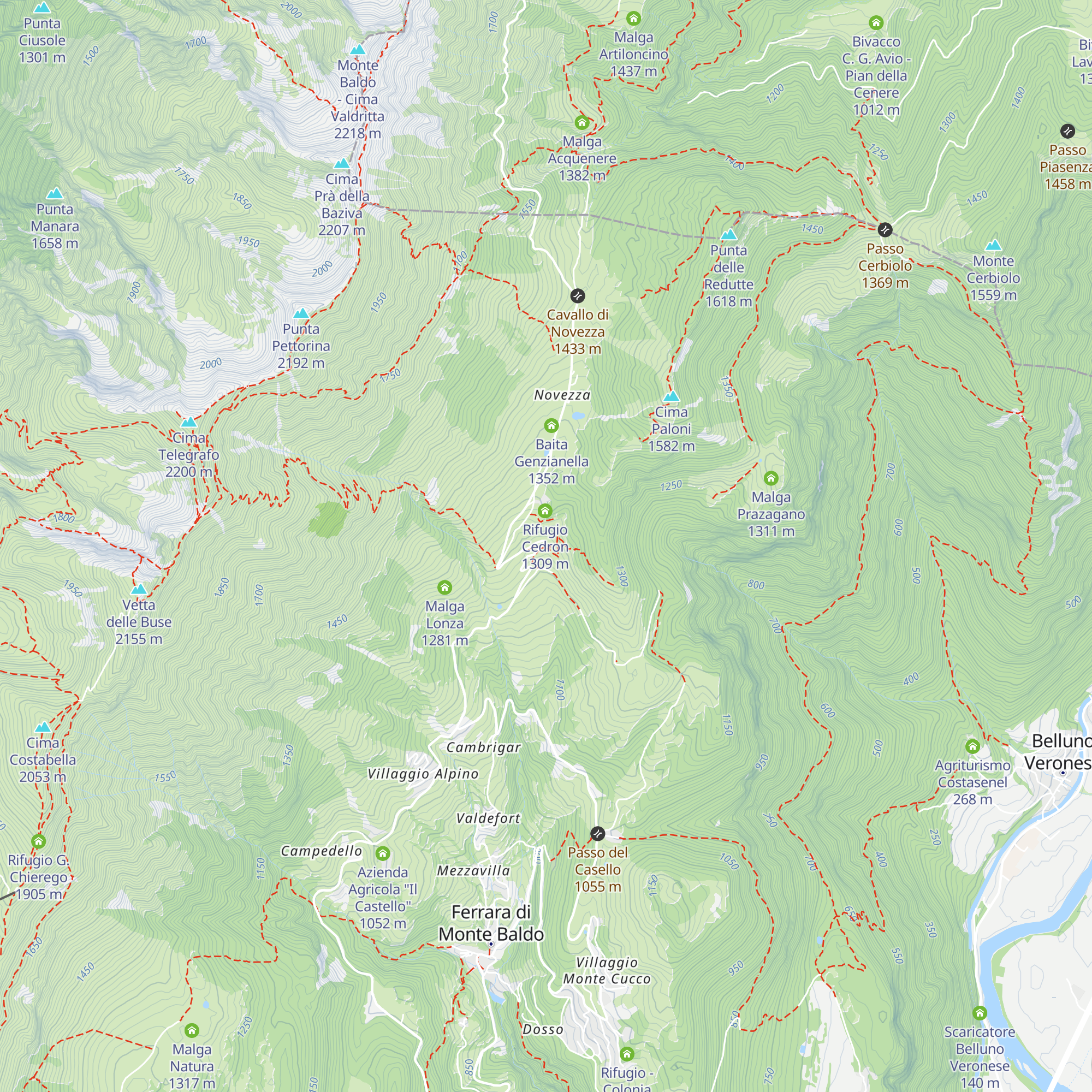 Rifugio Orto Botanico Monte Baldo map