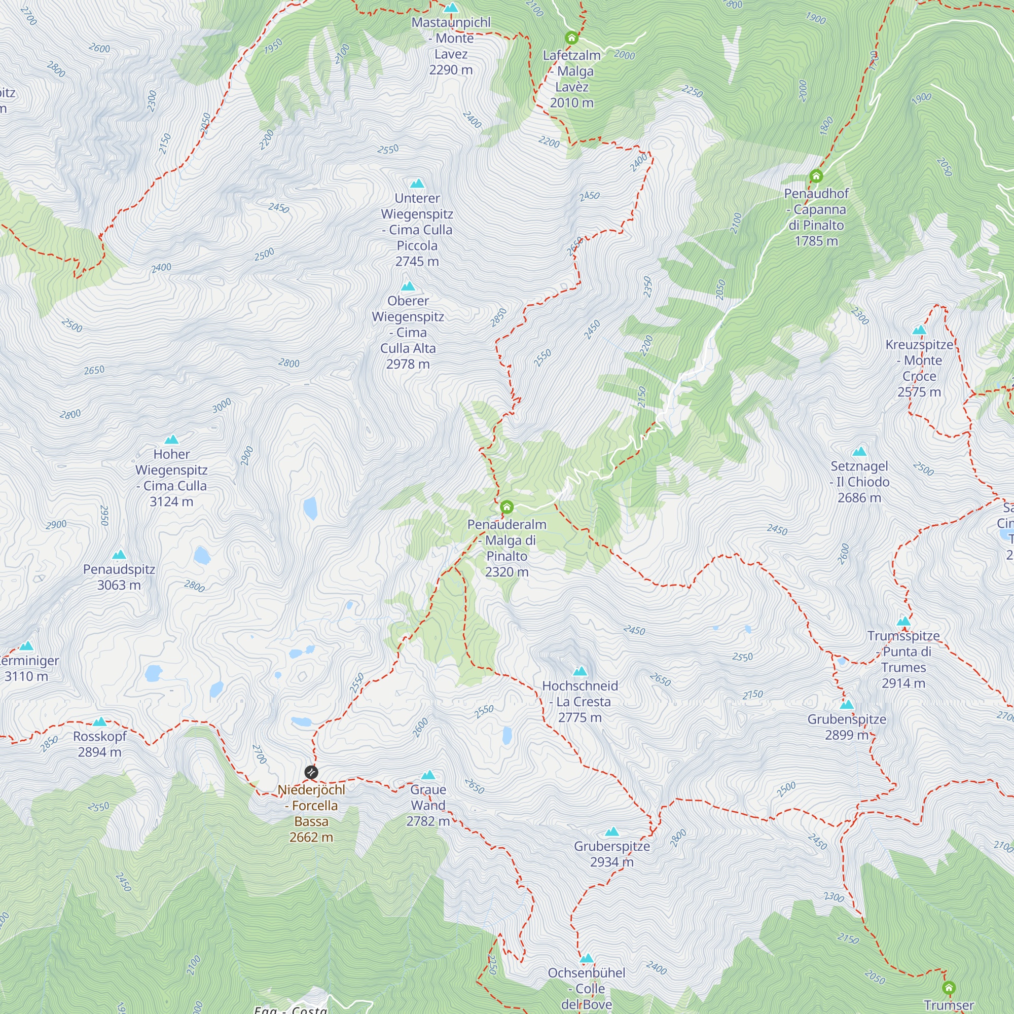 Penauderalm - Malga di Pinalto map