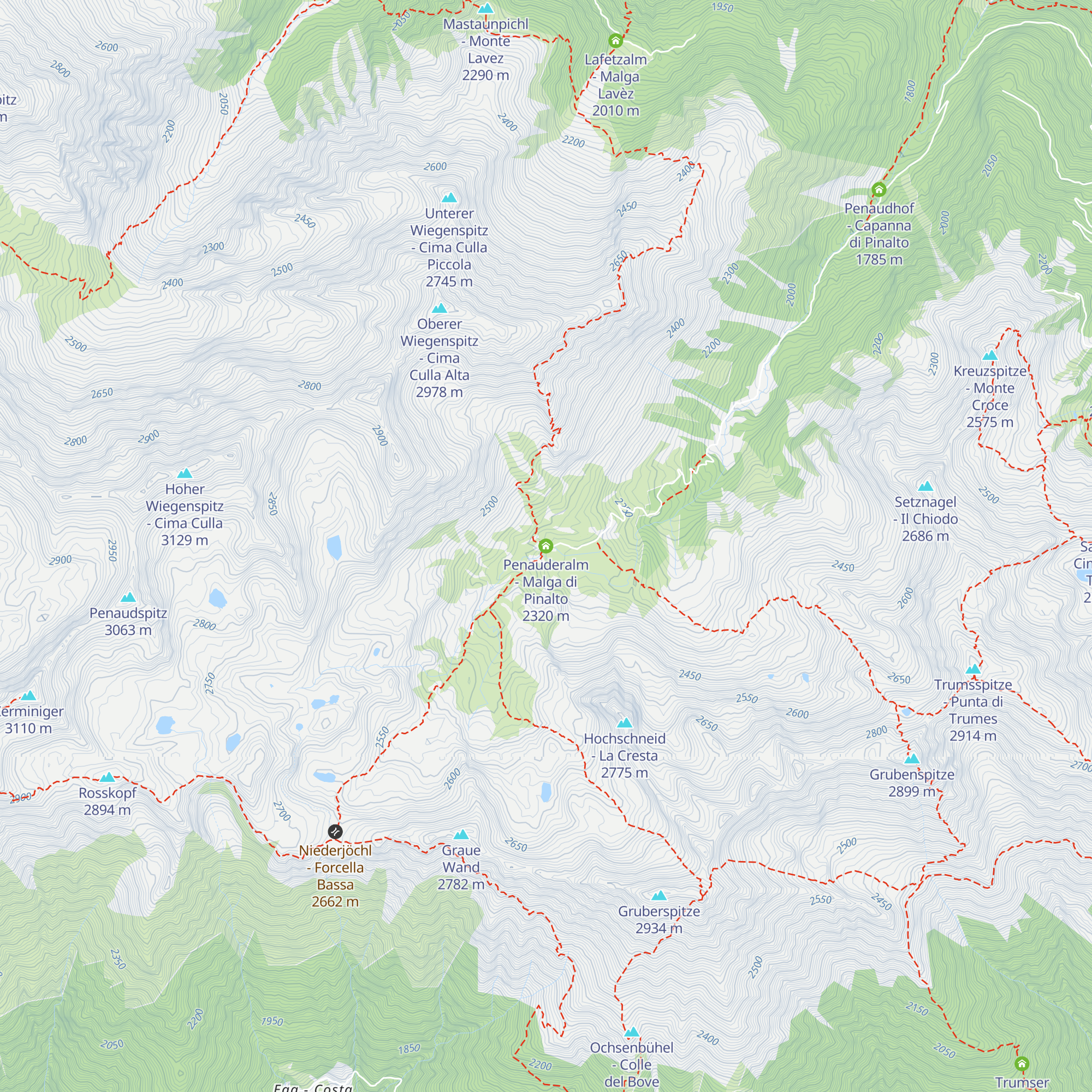 Penauderalm - Malga di Pinalto map