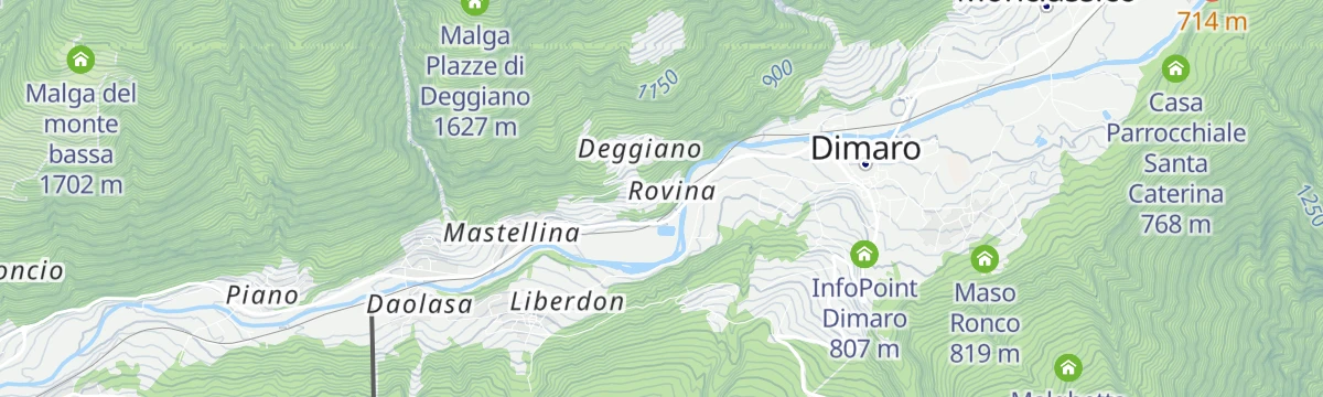 Map of the start of Pesca sportiva Commezzadura- Dimaro