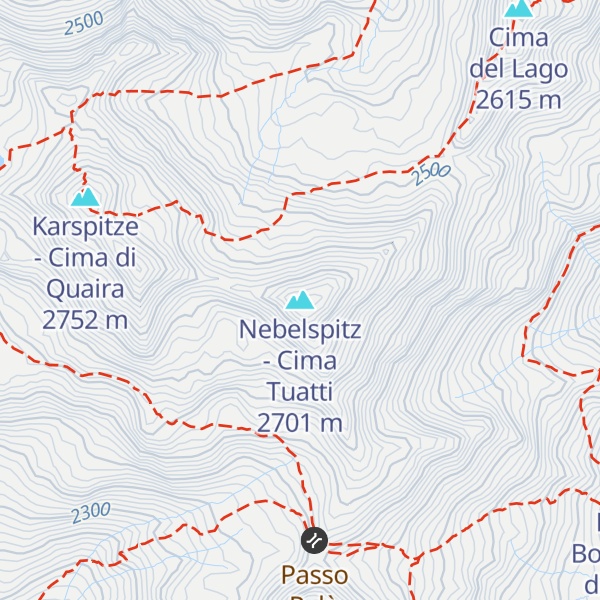 Map of Nebelspitz - Cima Tuatti