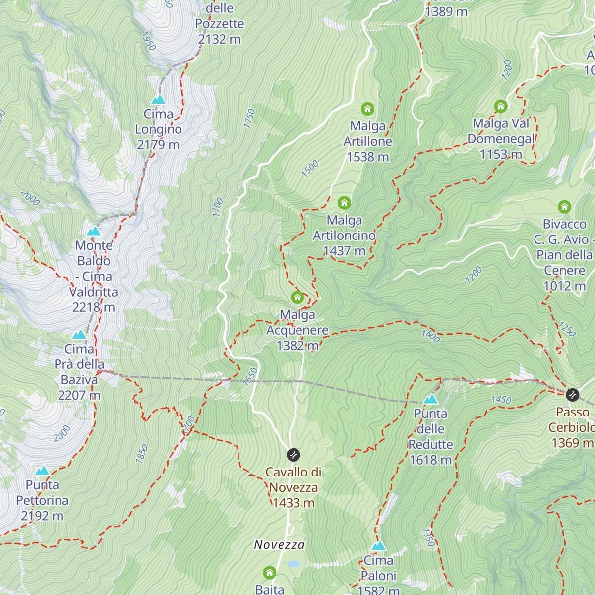 Malga Acquenere map