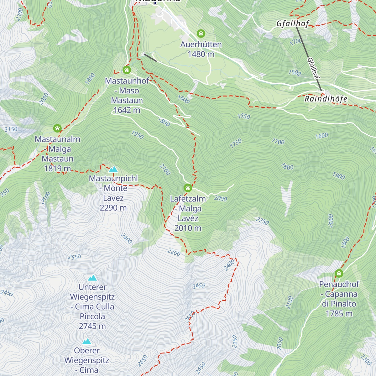 Lafetzalm - Malga Lavèz map